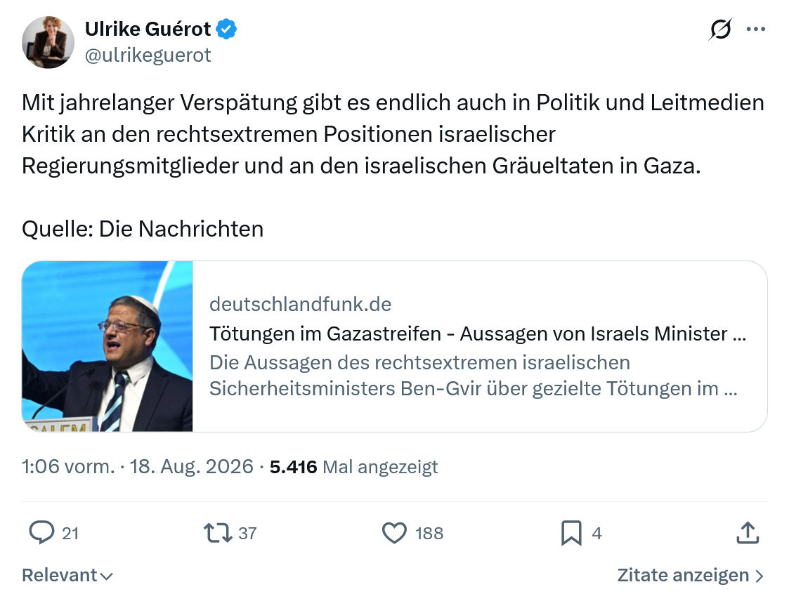 Ulrike Guérot: Mit jahrelanger Verspätung...