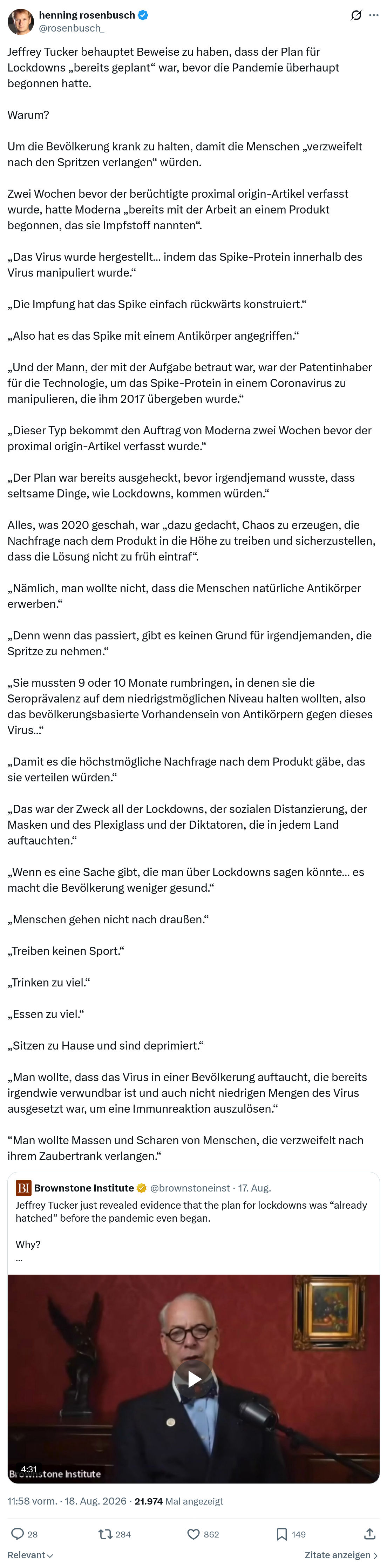 henning rosenbusch: Jeffrey Tucker behauptet Beweise...