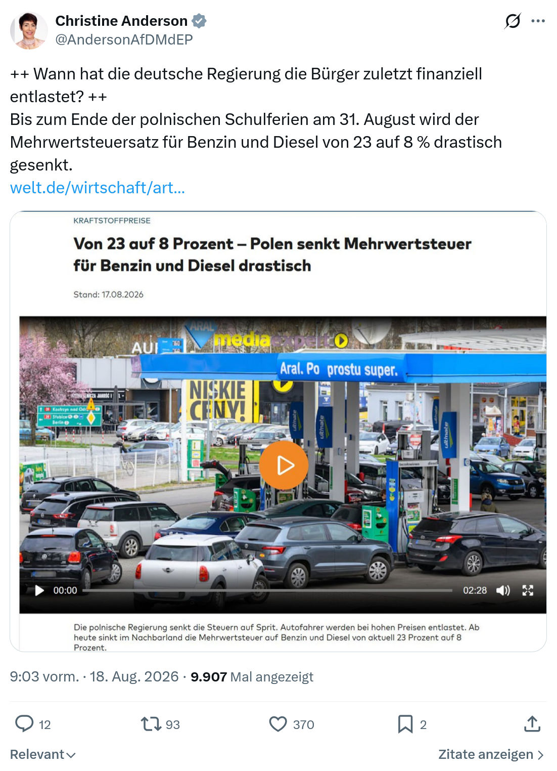 Christine Anderson: Wann hat die deutsche Regierung...
