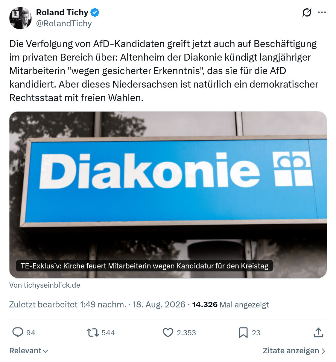 Roland Tichy: Die Verfolgung von AfD-Kandidaten...