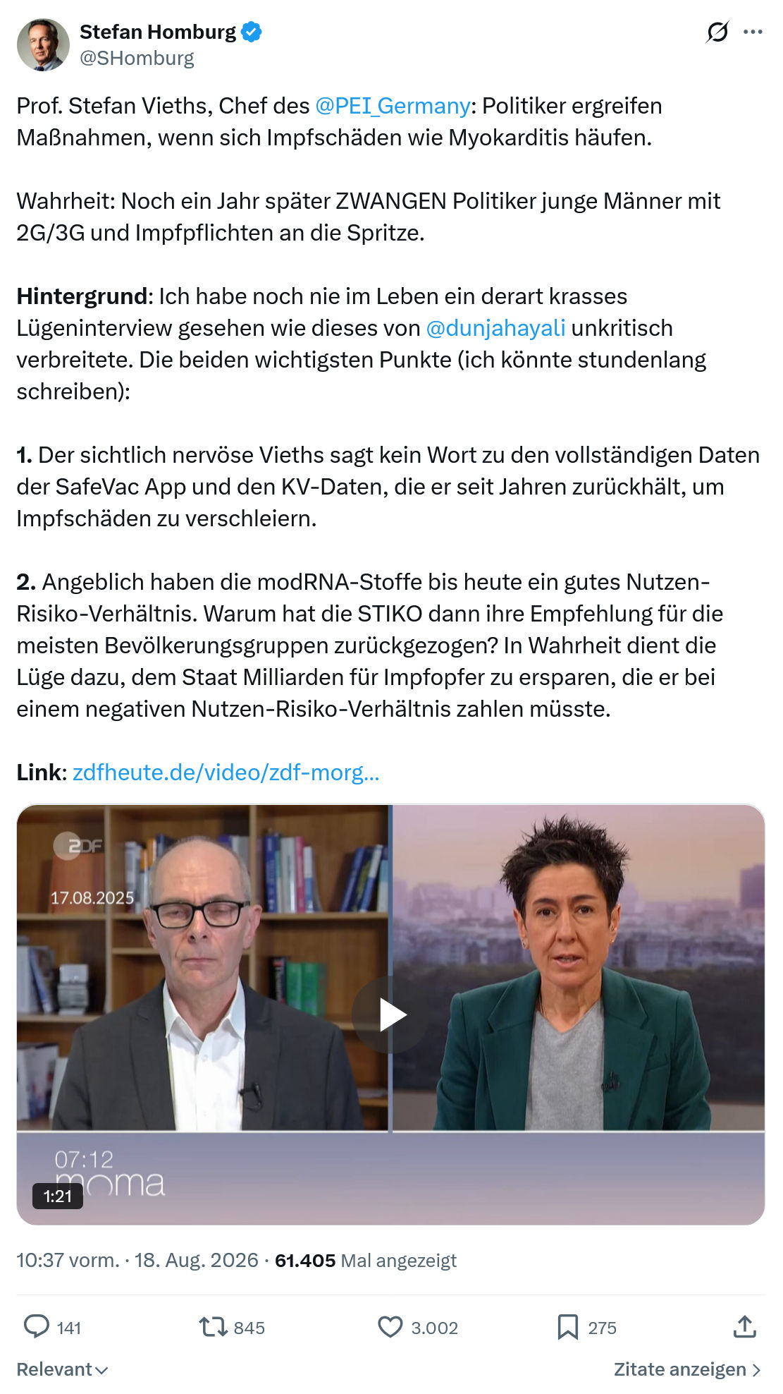 Stefan Homburg: Prof. Stefan Vieths, Chef des @PEI_Germany...