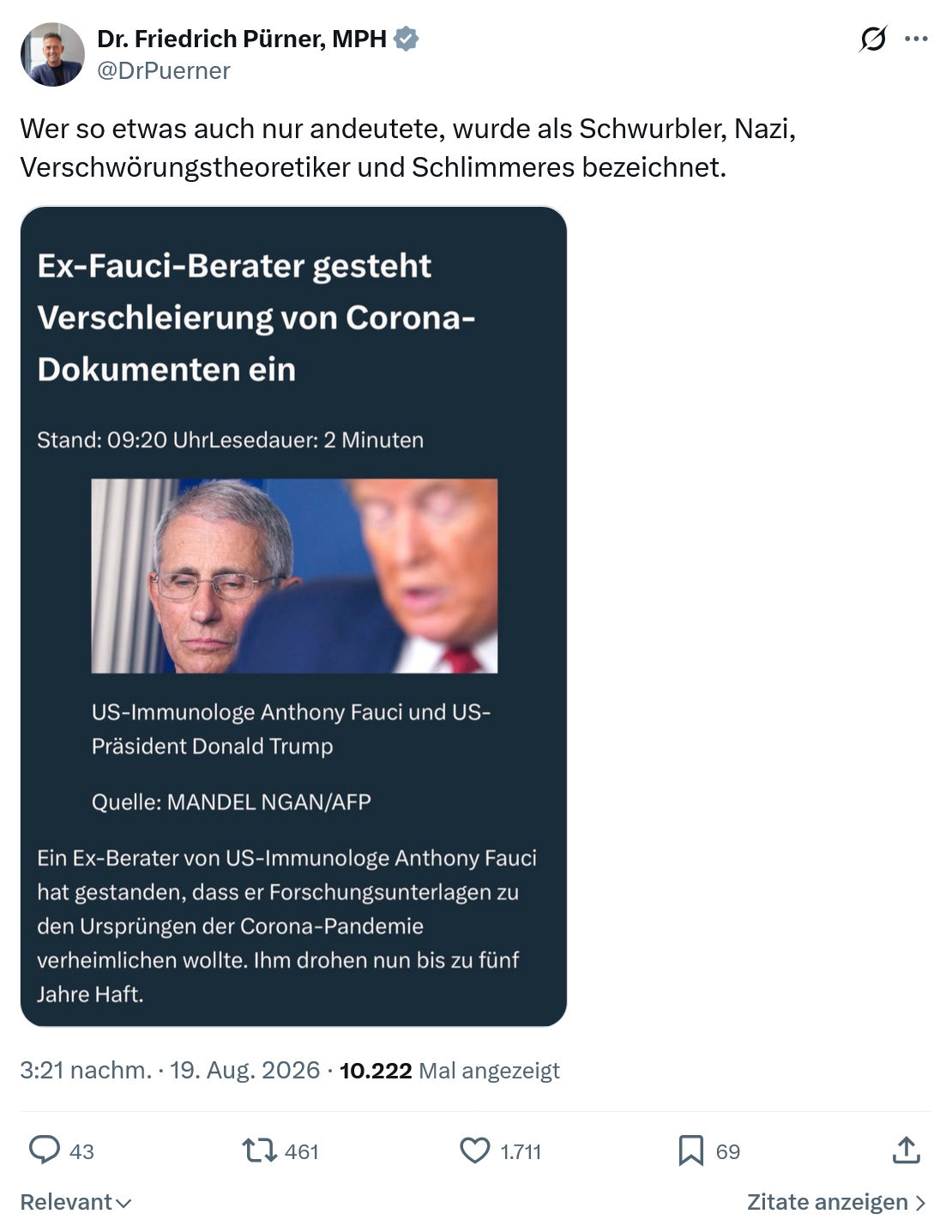 Friedrich Pürner: Wer so etwas auch nur...