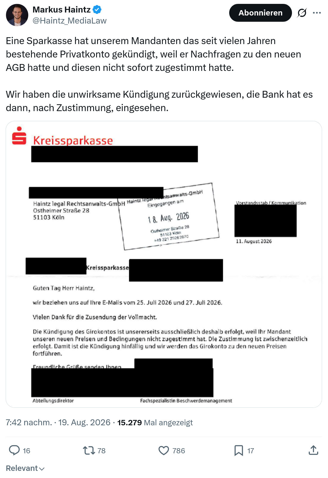 Markus Haintz: Eine Sparkasse hat unserem...