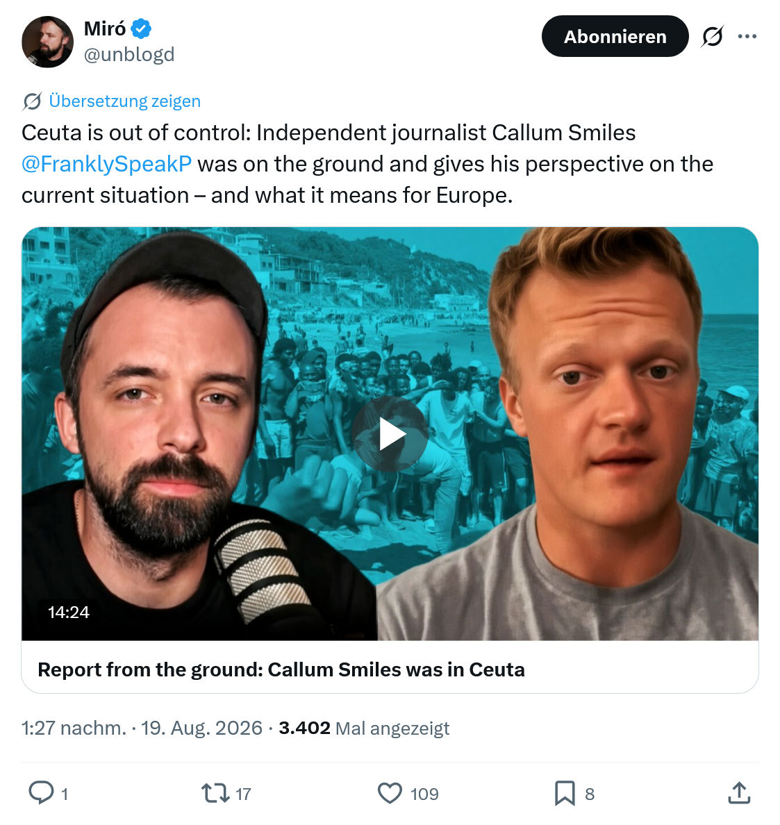 Miro Wolsfeld: Ceuta is out of control...