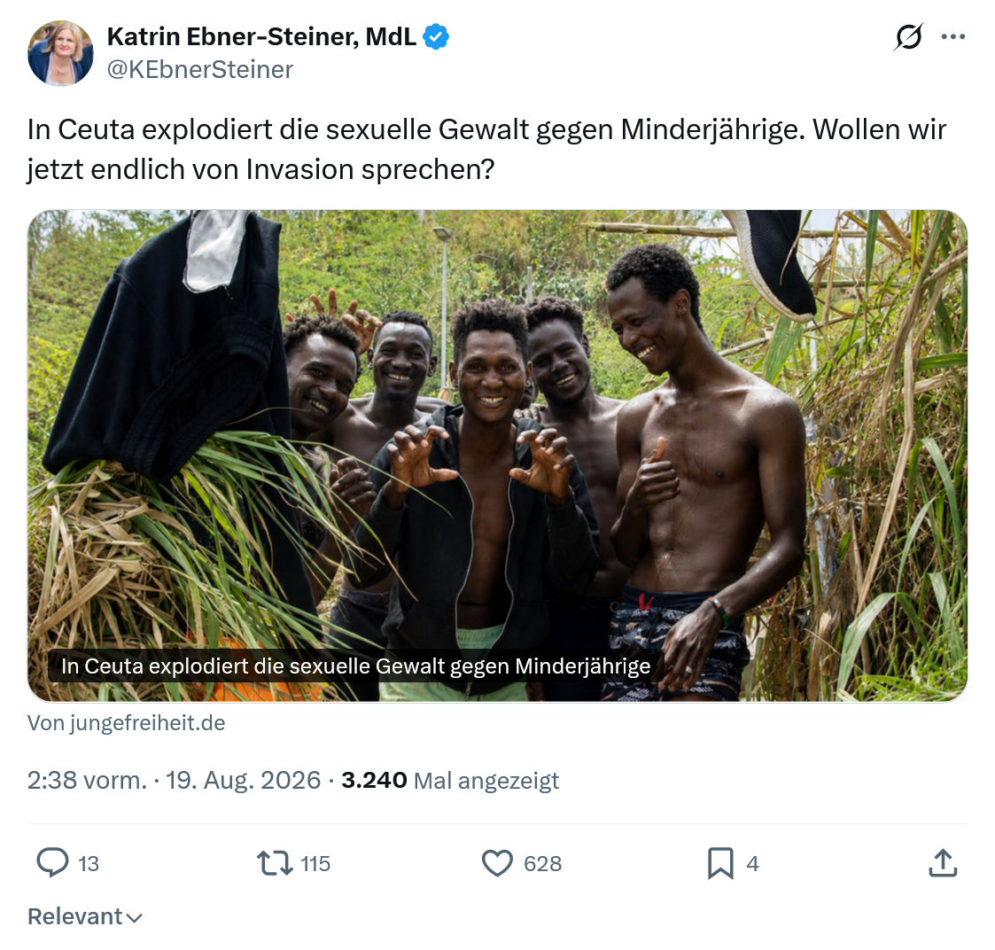 Katrin Ebner-Steiner: In Ceuta explodiert die sexuelle Gewalt...