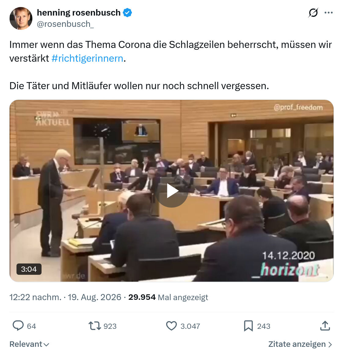henning rosenbusch: Immer wenn das Thema Corona...