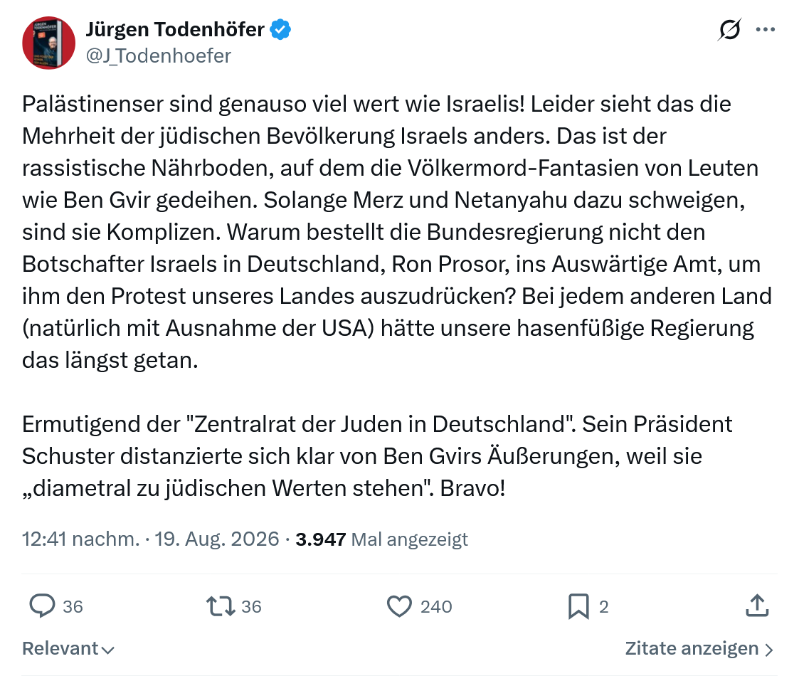 Jürgen Todenhöfer: Palästinenser sind genauso...