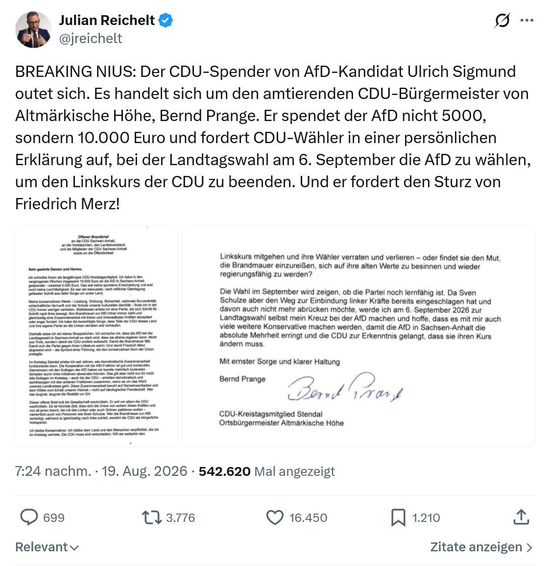 Julian Reichelt: BREAKING NIUS...