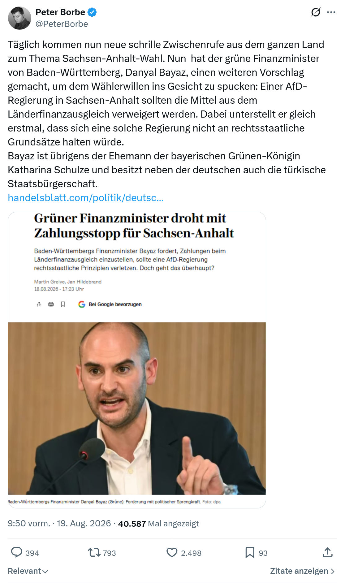 Peter Borbe: Täglich kommen nun neue schrille...