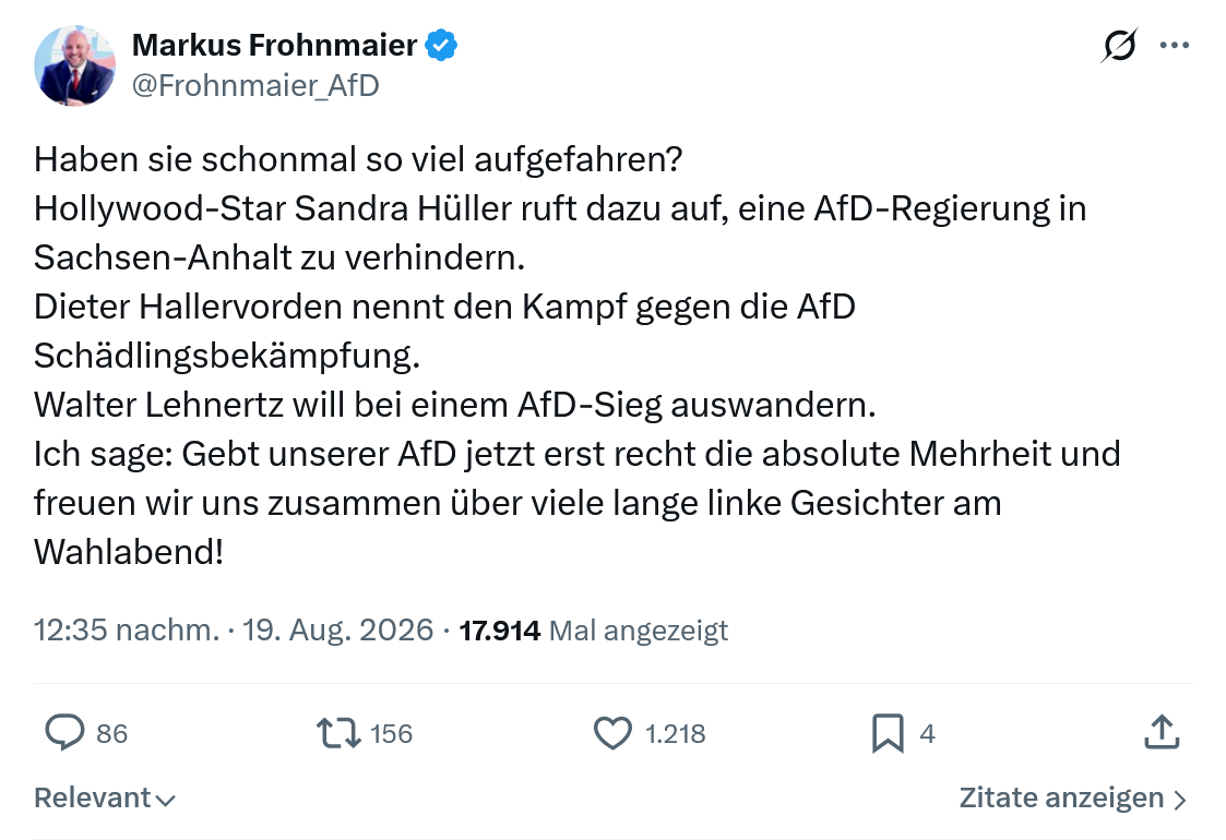 Markus Frohnmaier: Haben sie schonmal so viel aufgefahren...