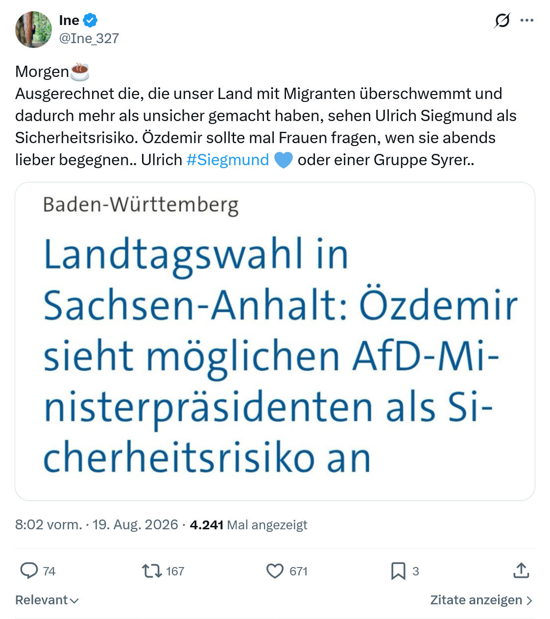 Ine: Ausgerechnet die, die unser Land...