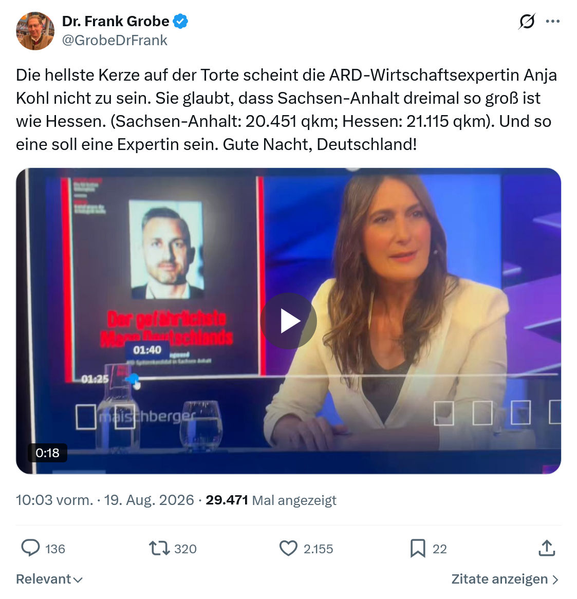Frank Grobe: Die hellste Kerze auf der Torte scheint...