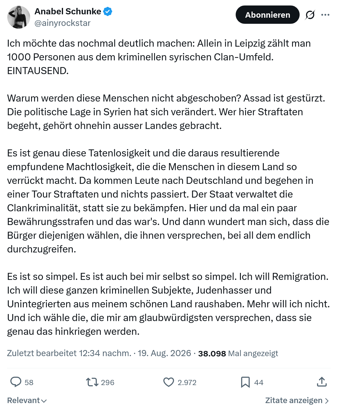 Anabel Schunke: Ich möchte das nochmal deutlich...