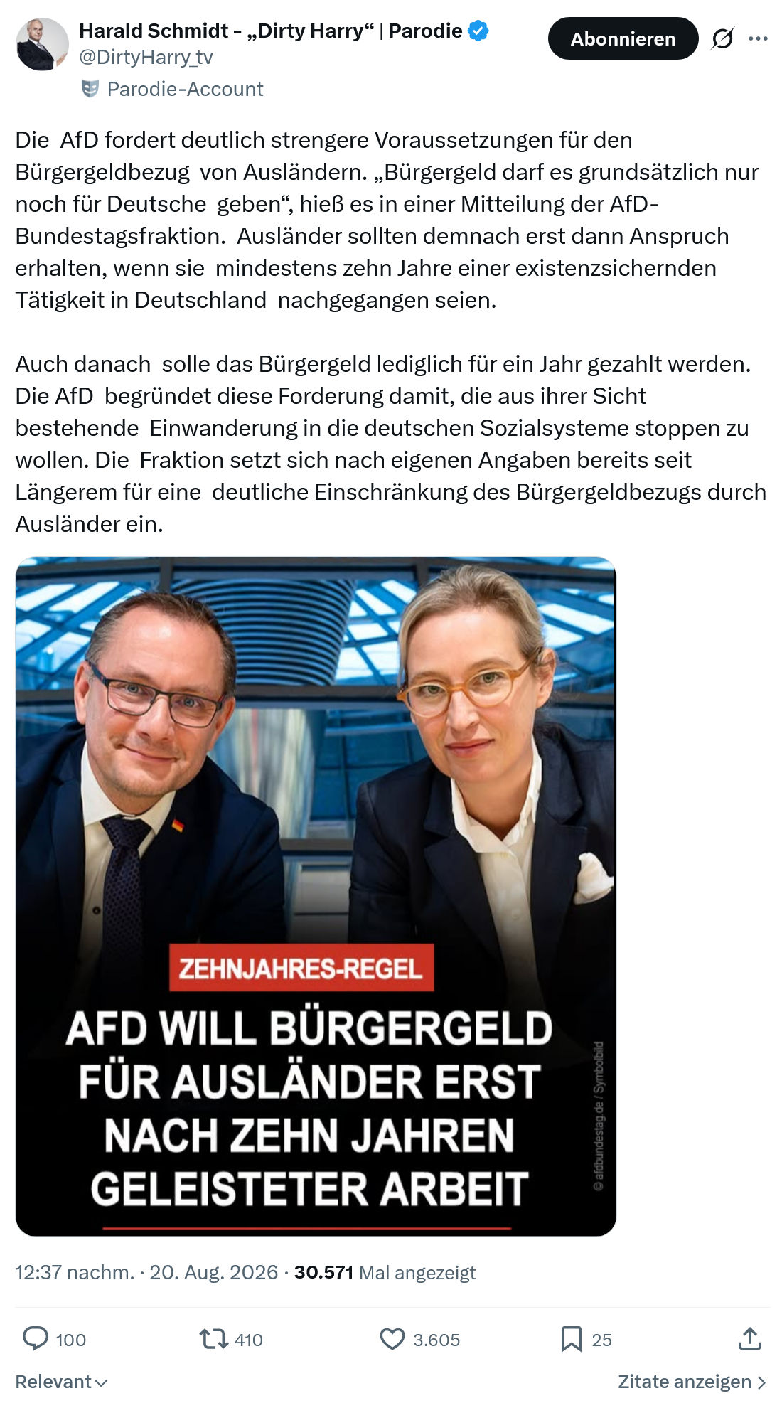 Harald Schmidt: Die  AfD fordert deutlich strengere...