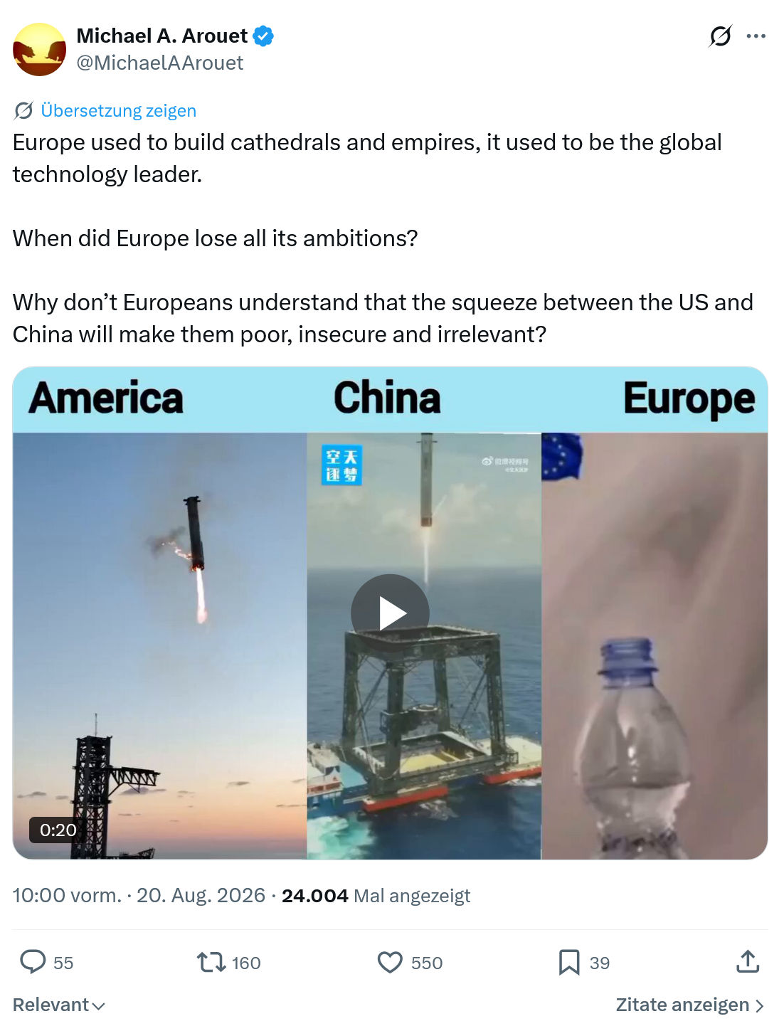 Michael A. Arouet: Europe used to build cathedrals...
