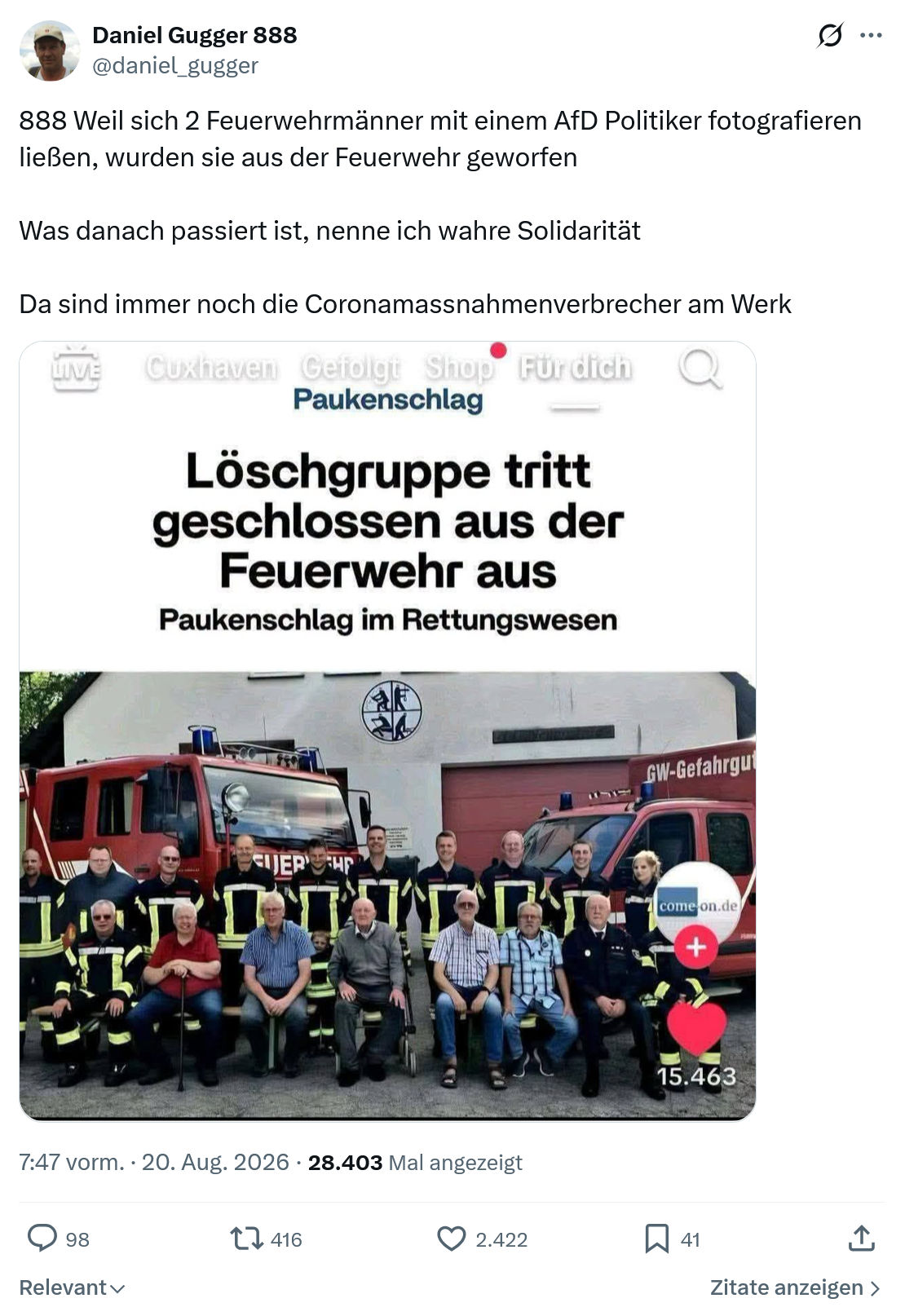 Daniel Gugger: Weil sich 2 Feuerwehrmänner...