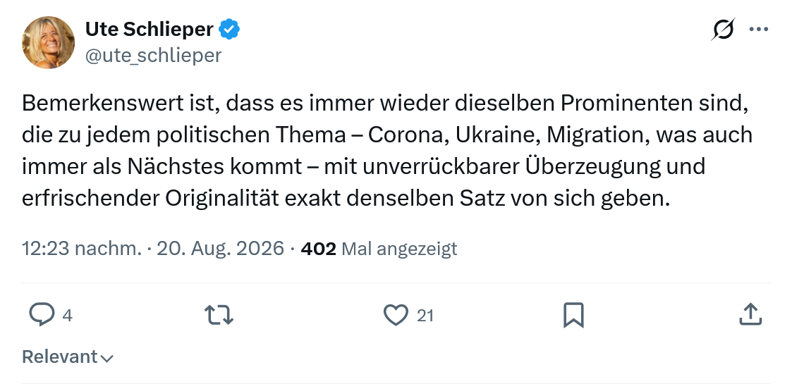 Ute Schlieper: Bemerkenswert ist, dass es immer...