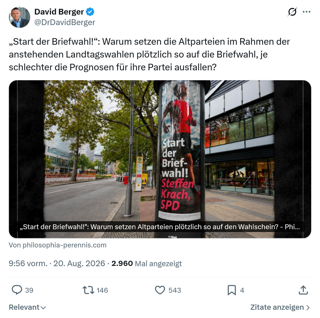 David Berger: Warum setzen die Altparteien...
