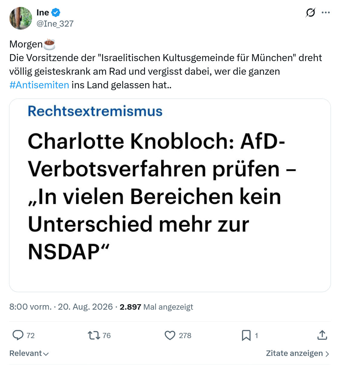 Ine: Die Vorsitzende der "Israelitischen Kultusgemeinde...