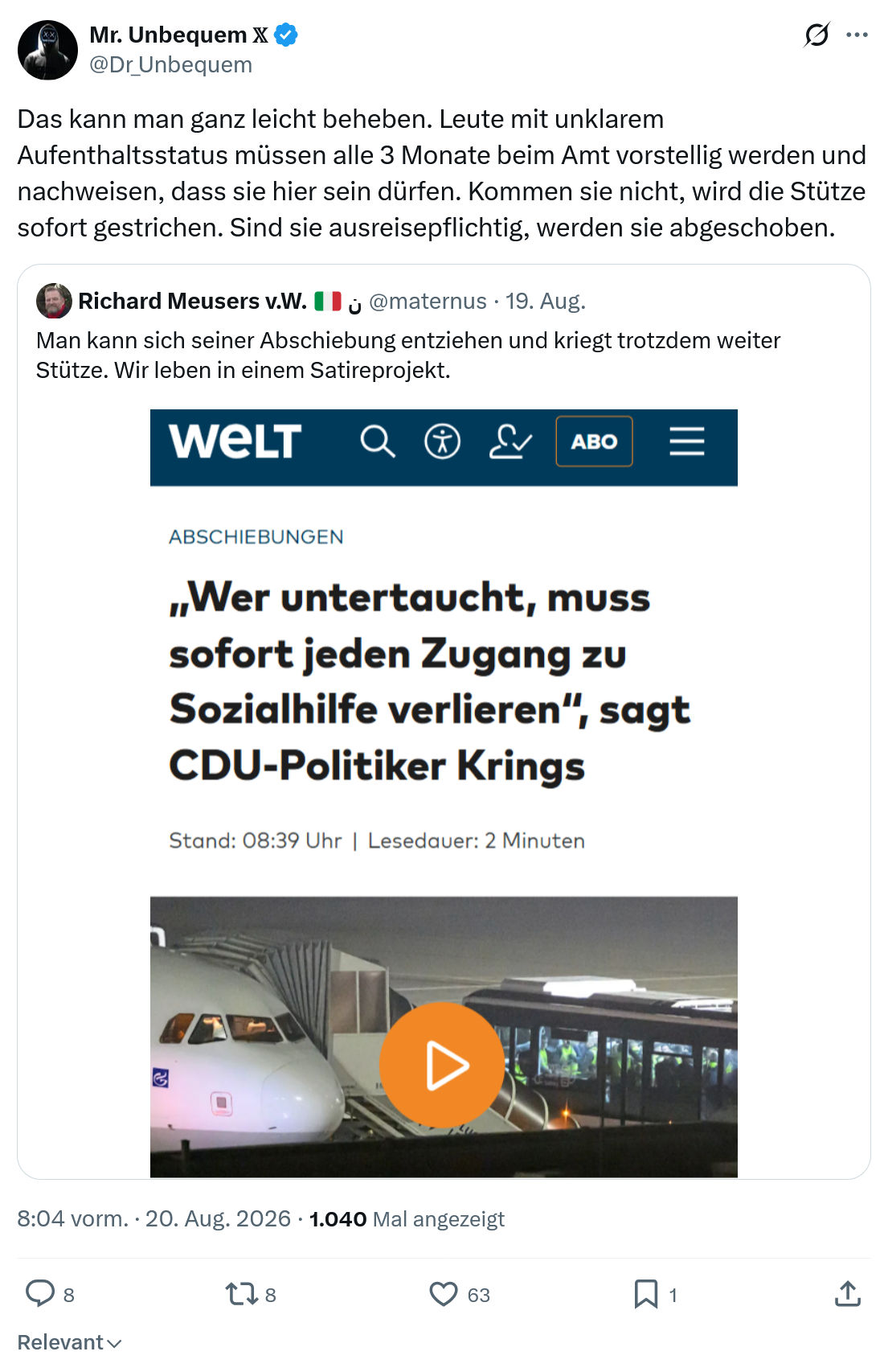 Mr. Unbequem: Das kann man ganz leicht beheben...