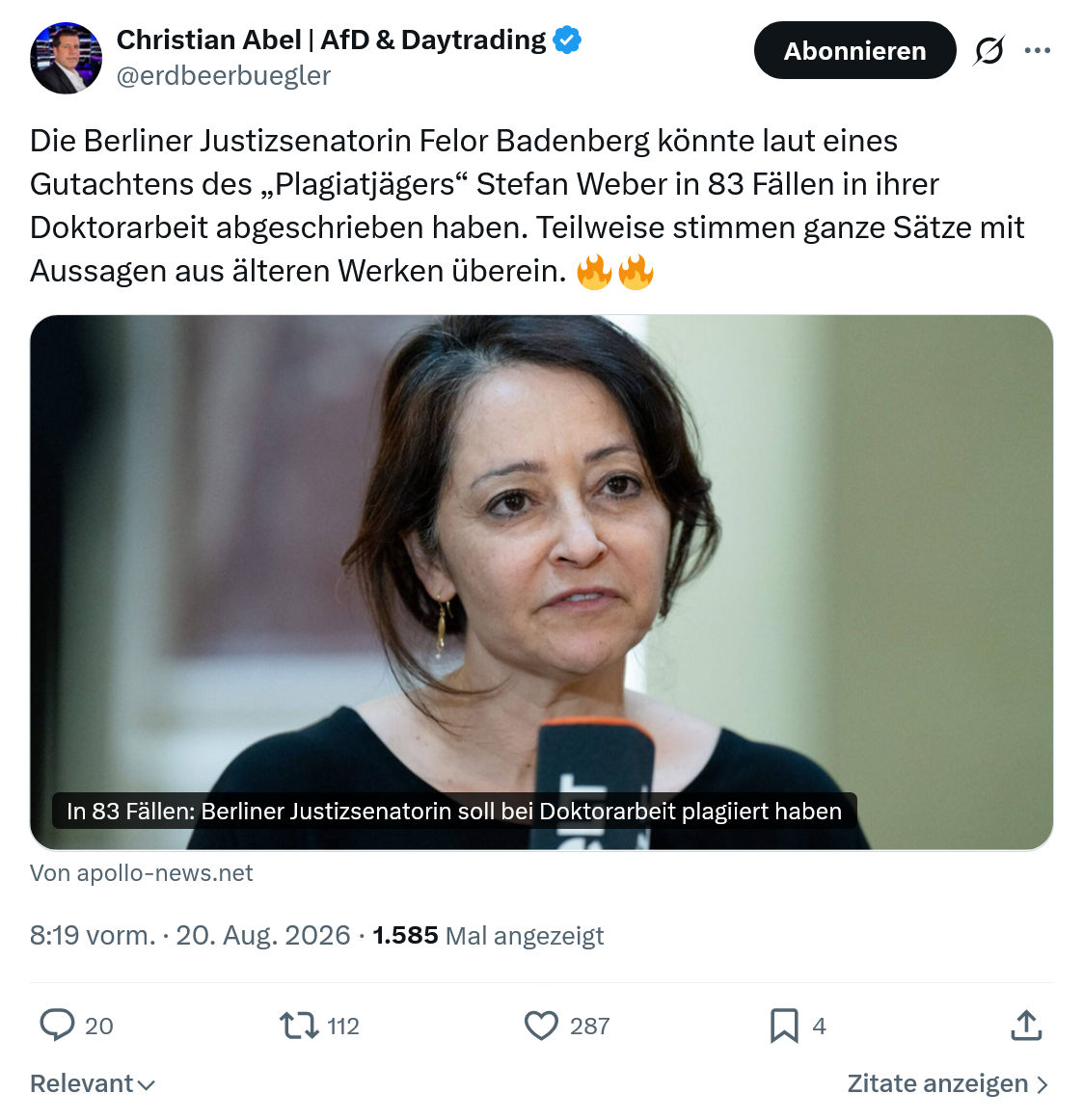 Christian Abel: Die Berliner Justizsenatorin...
