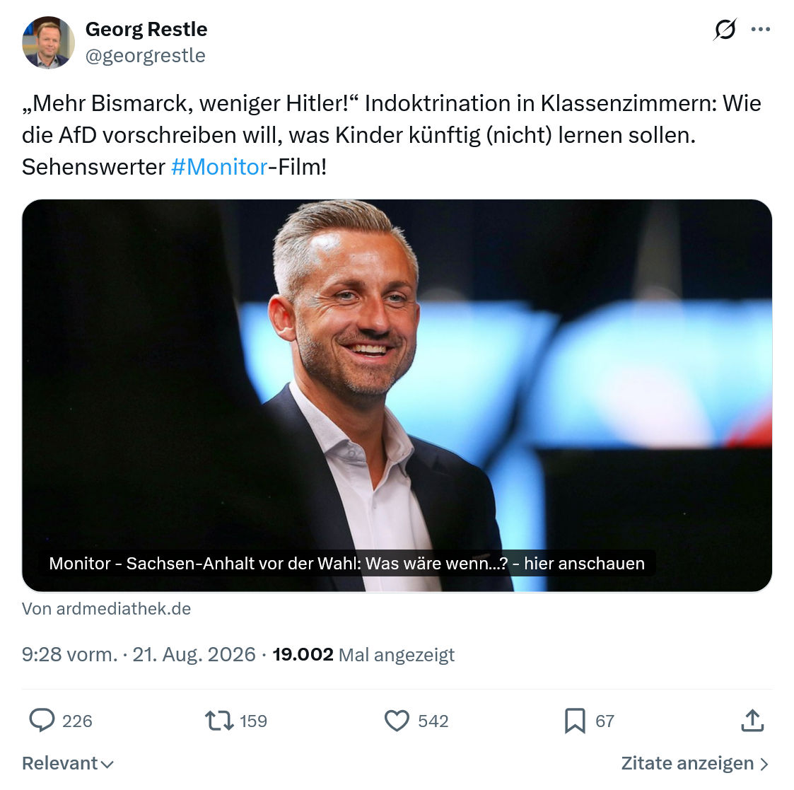 Georg Restle: „Mehr Bismarck, weniger Hitler!“...