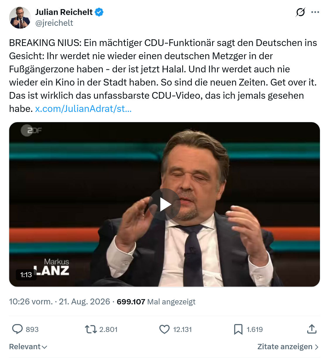 Julian Reichelt: BREAKING NIUS...