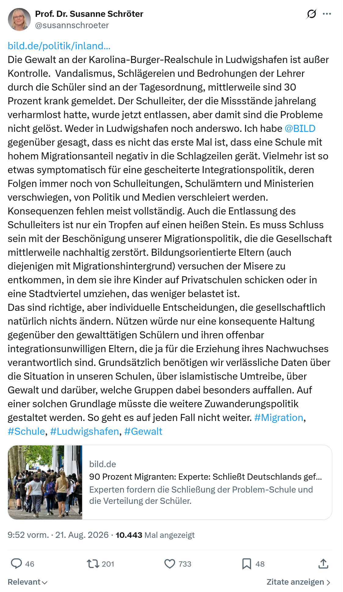 Susanne Schröter: Die Gewalt an der Karolina-Burger-Realschule...