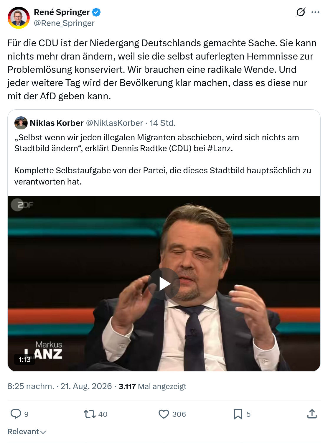 René Springer: Für die CDU ist der Niedergang Deutschlands...