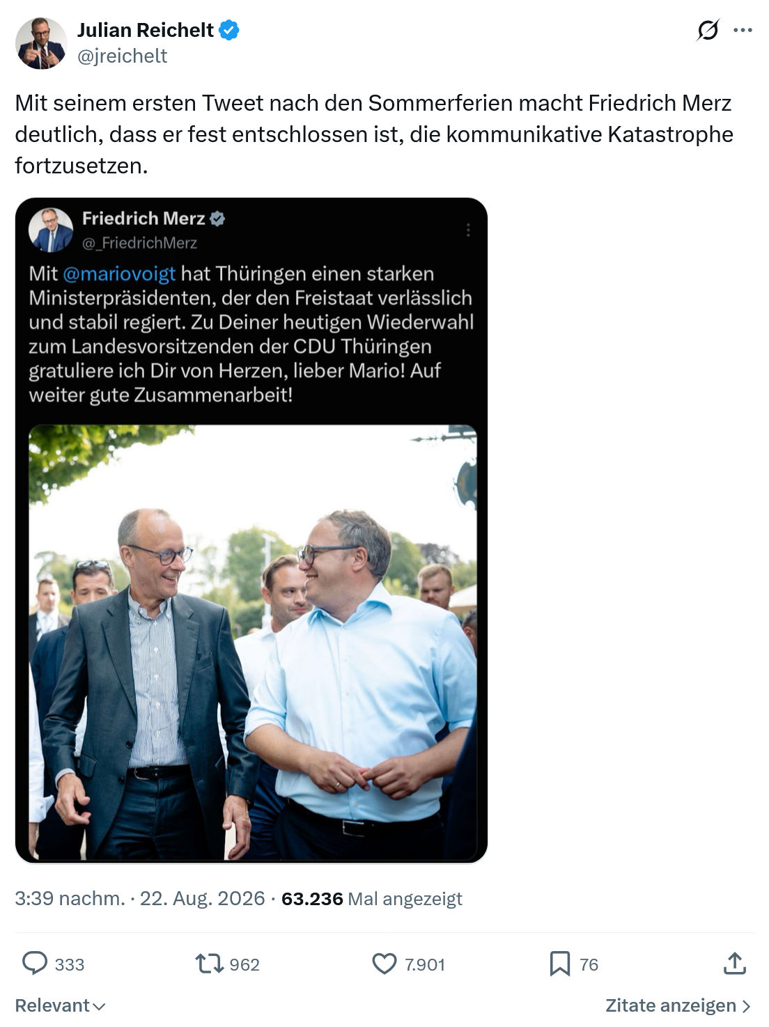 Julian Reichelt: Mit seinem ersten Tweet...