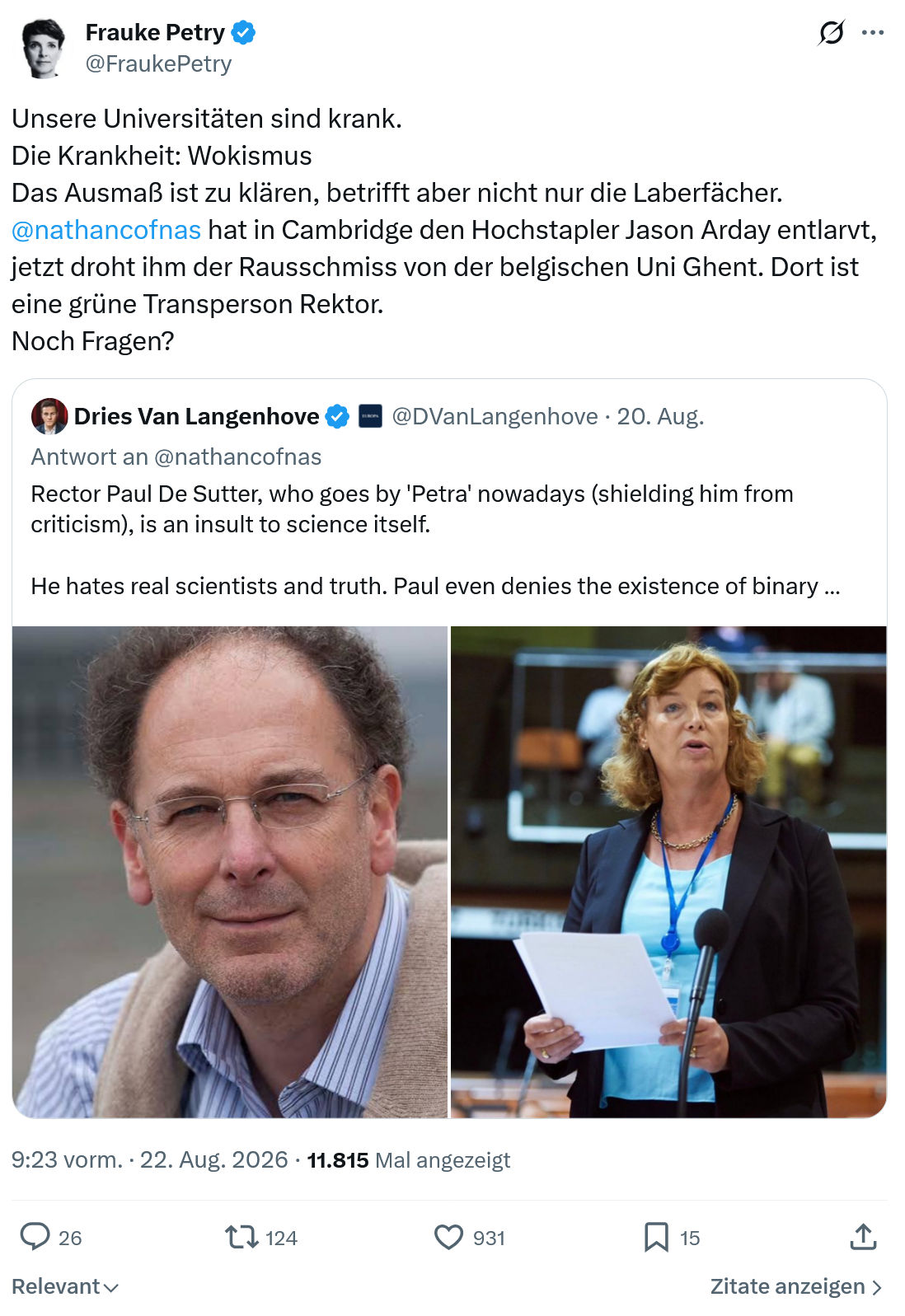 Frauke Petry: Unsere Universitäten sind krank...