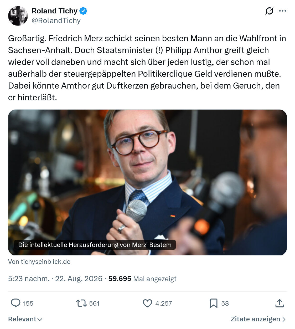 Roland Tichy: Großartig...
