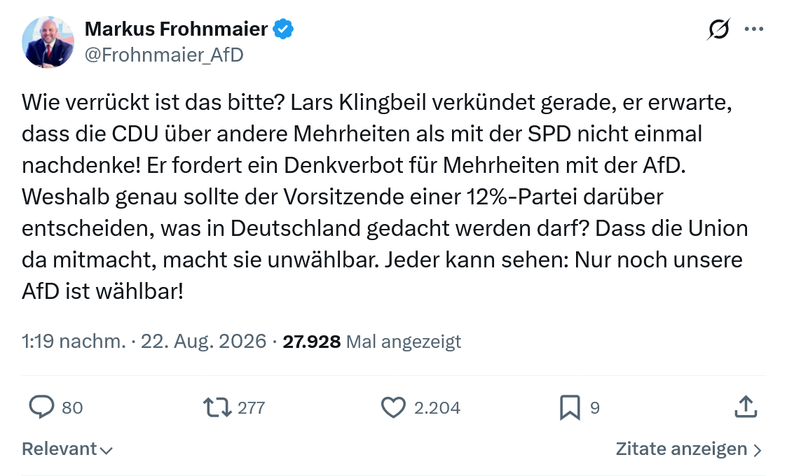 Markus Frohnmaier: Wie verrückt ist das bitte...