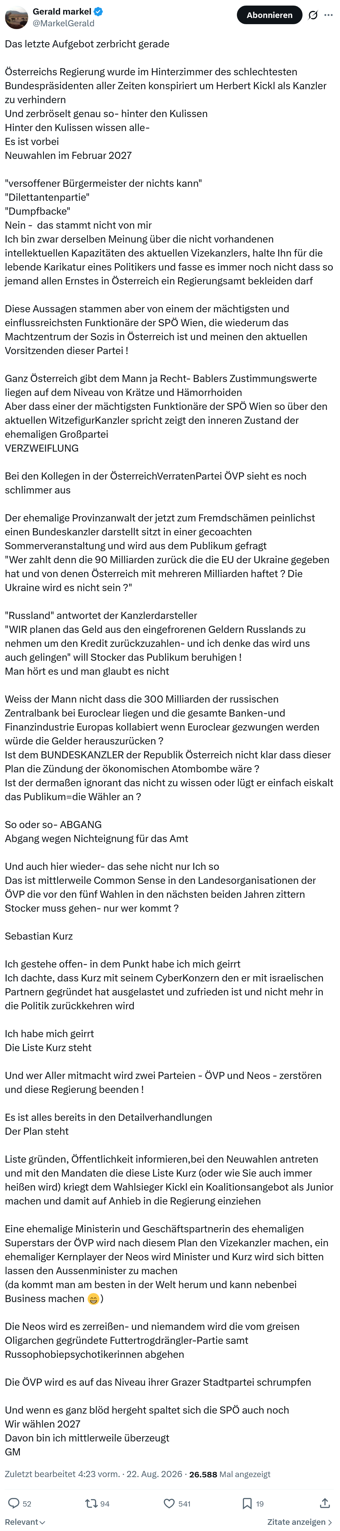 Gerald Markel: Das letzte Aufgebot...