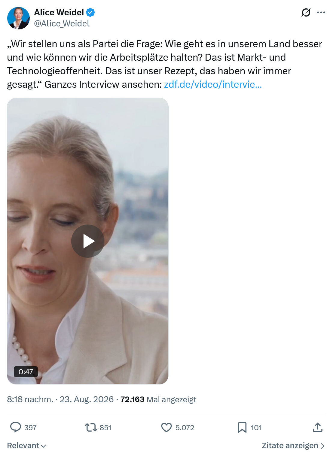Alice Weidel: Wir stellen uns als Partei die Frage...