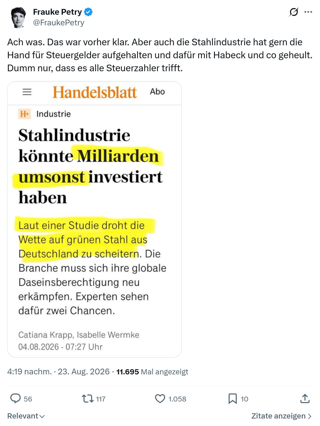 Frauke Petry: Ach was...