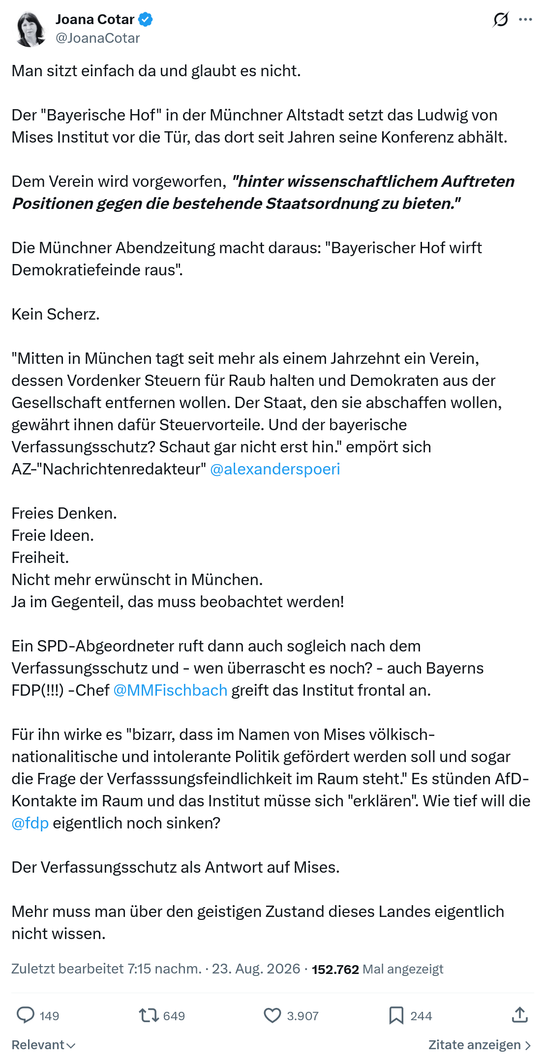 Joana Cotar: Man sitzt einfach da und...