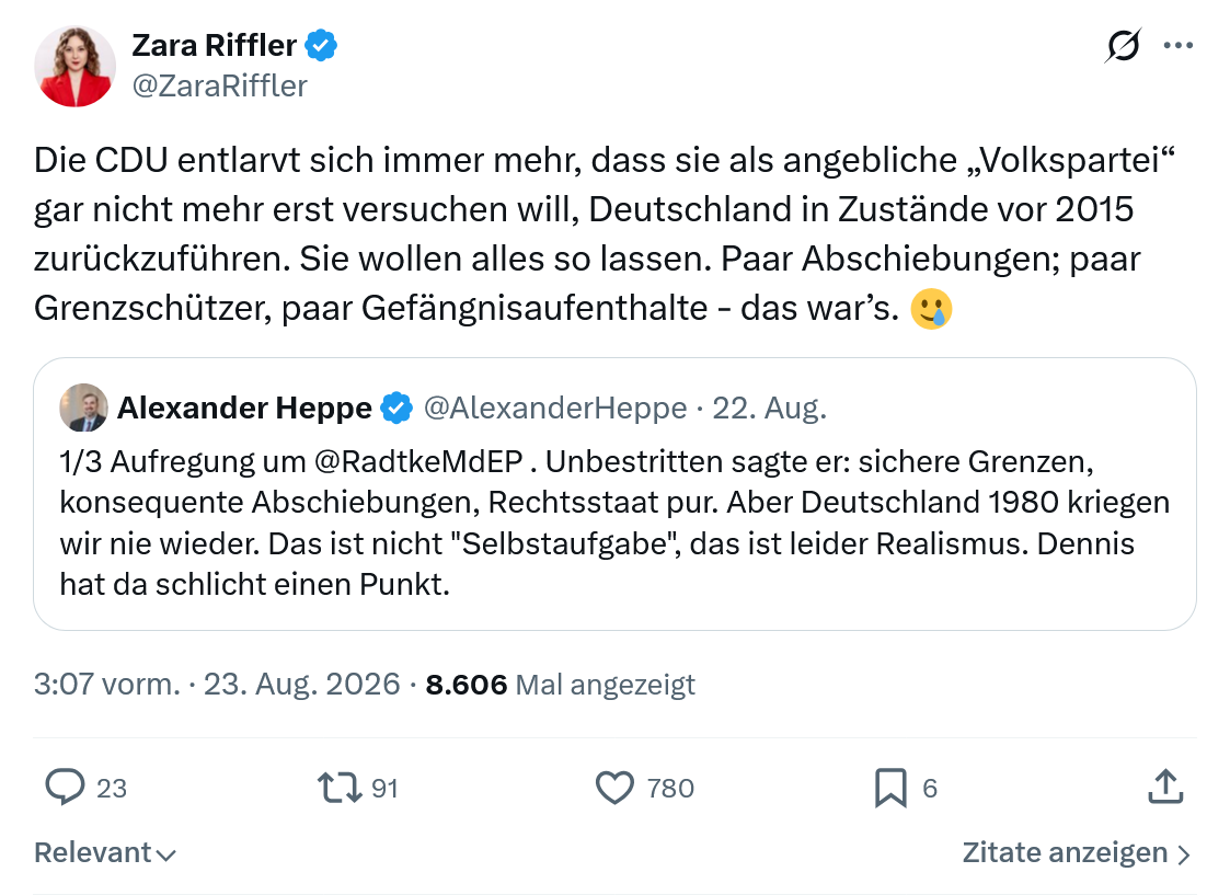 Zara Riffler: Die CDU entlarvt sich immer mehr...
