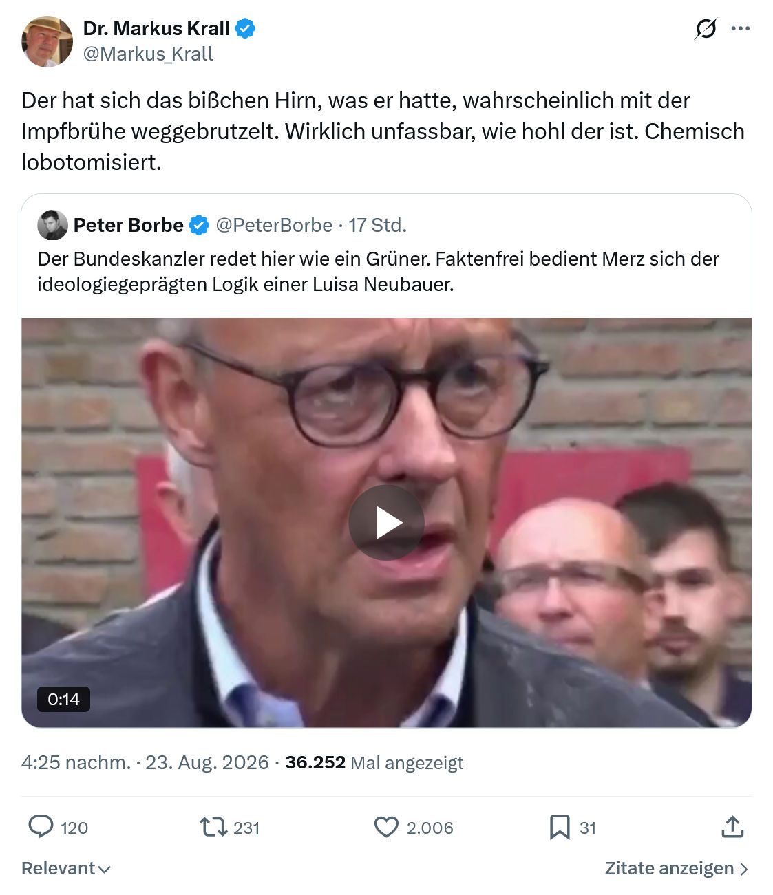 Markus Krall: Der hat sich das bißchen Hirn...