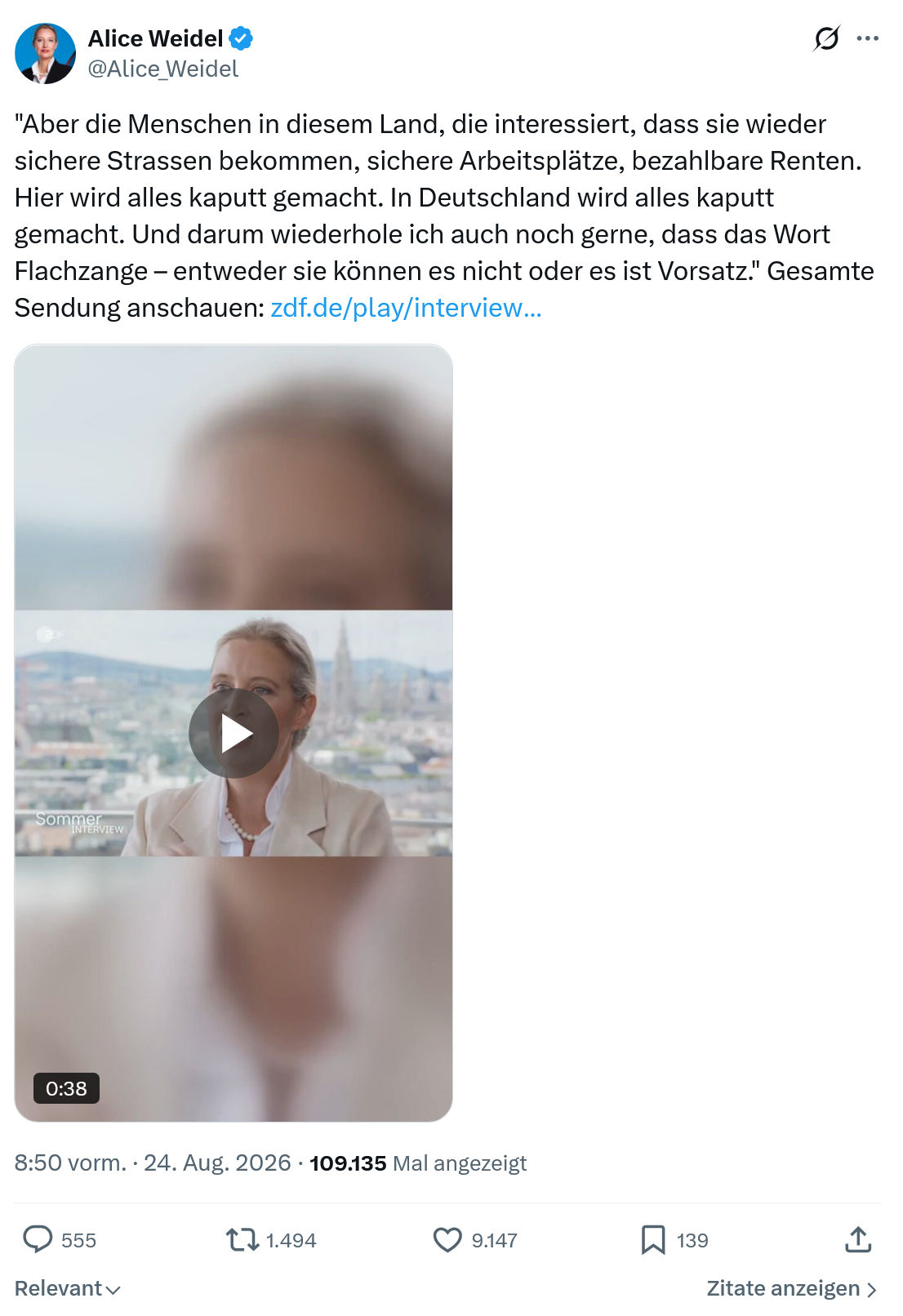 Alice Weidel: Aber die Menschen in diesem Land...
