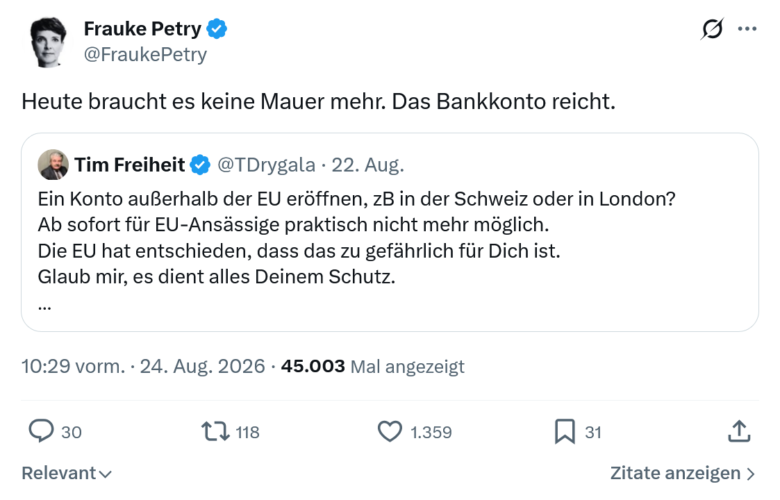 Frauke Petry: Heute braucht es keine...