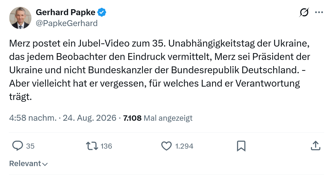 Gerhard Papke: Merz postet ein Jubel-Video zum 35...