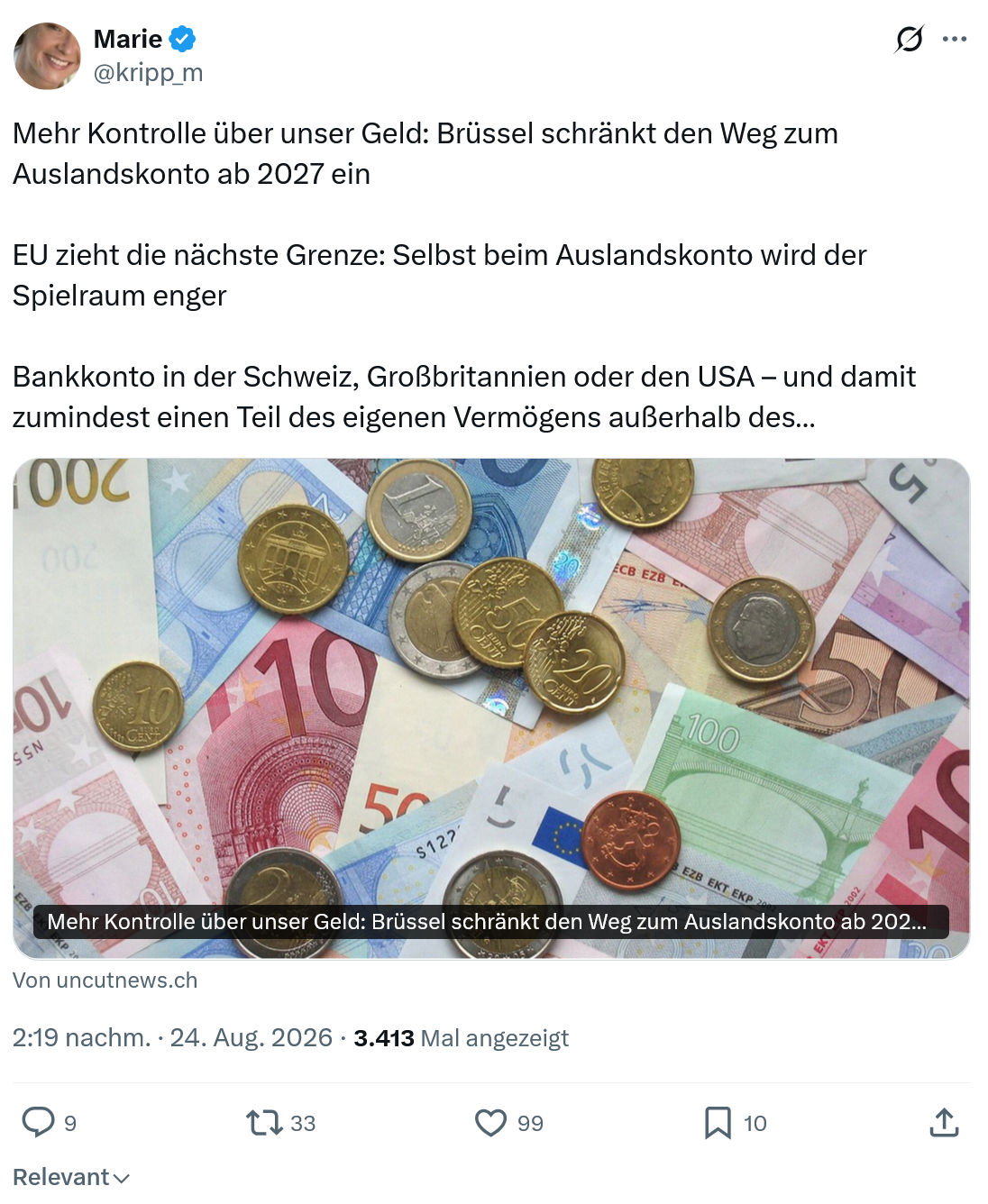 Marie kripp: Mehr Kontrolle über unser Geld...