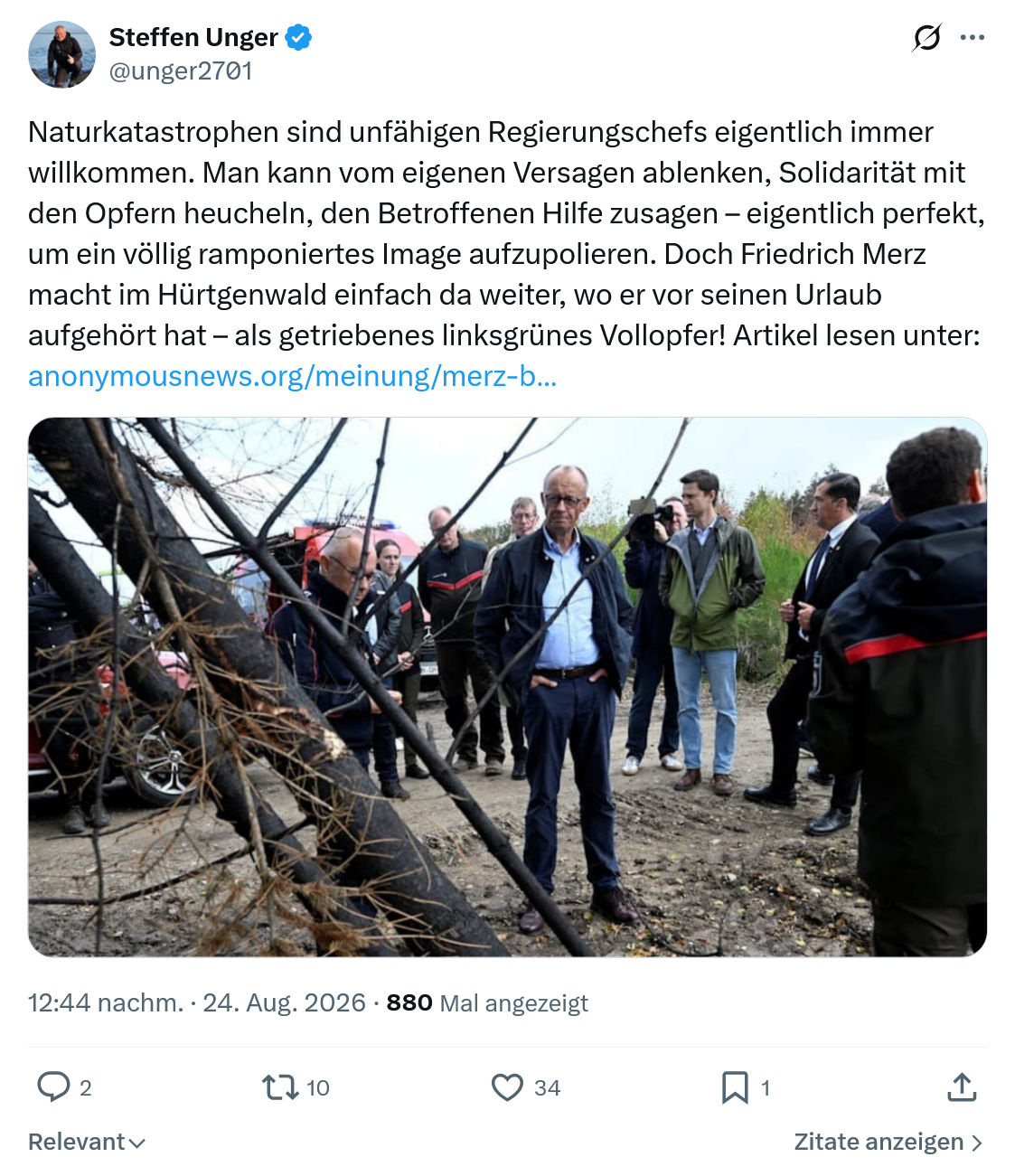 Steffen Unger: Naturkatastrophen sind unfähigen...