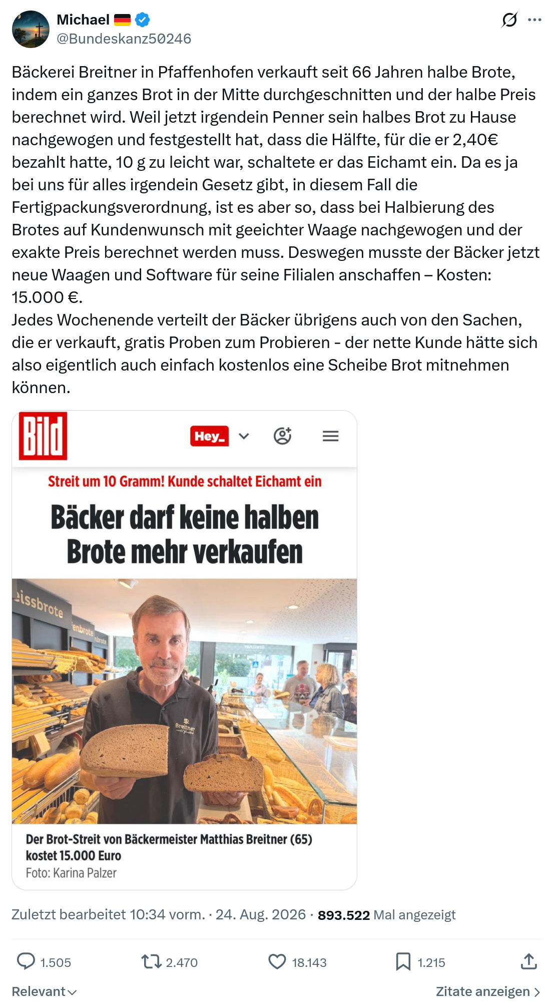 Michael: Bäckerei Breitner in Pfaffenhofen...