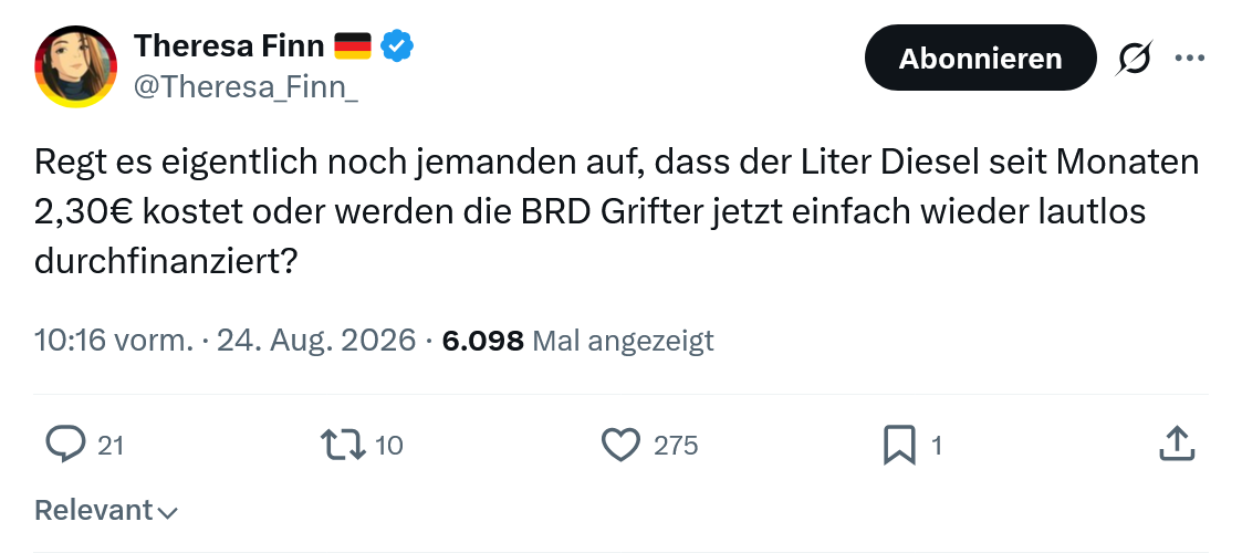 Theresa Finn: Regt es eigentlich noch...