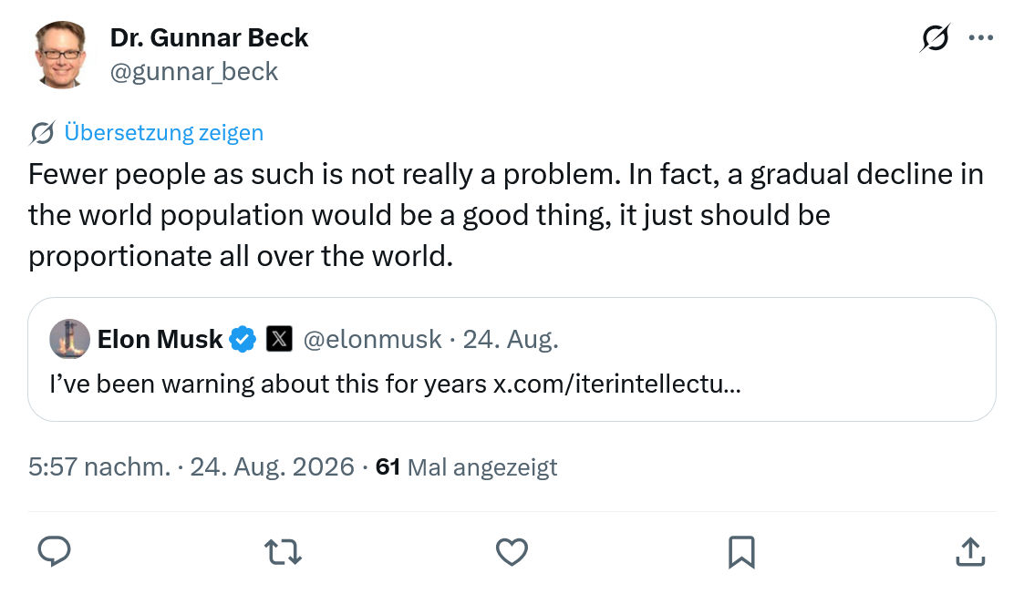 Gunnar Beck: Fewer people as such is not really a problem...