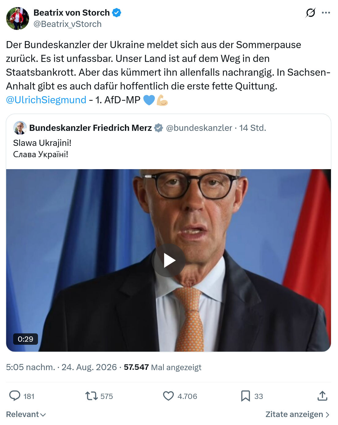 Beatrix von Storch: Der Bundeskanzler der Ukraine...