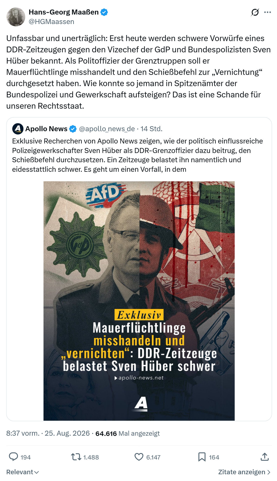 Hans-Georg Maaßen: Unfassbar und unerträglich...