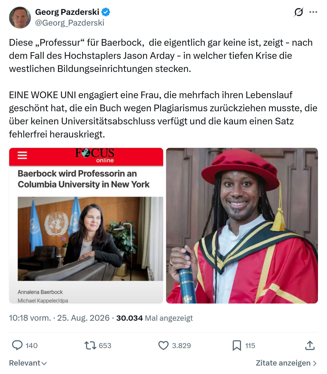 Georg Pazderski: Diese „Professur“ für Baerbock...